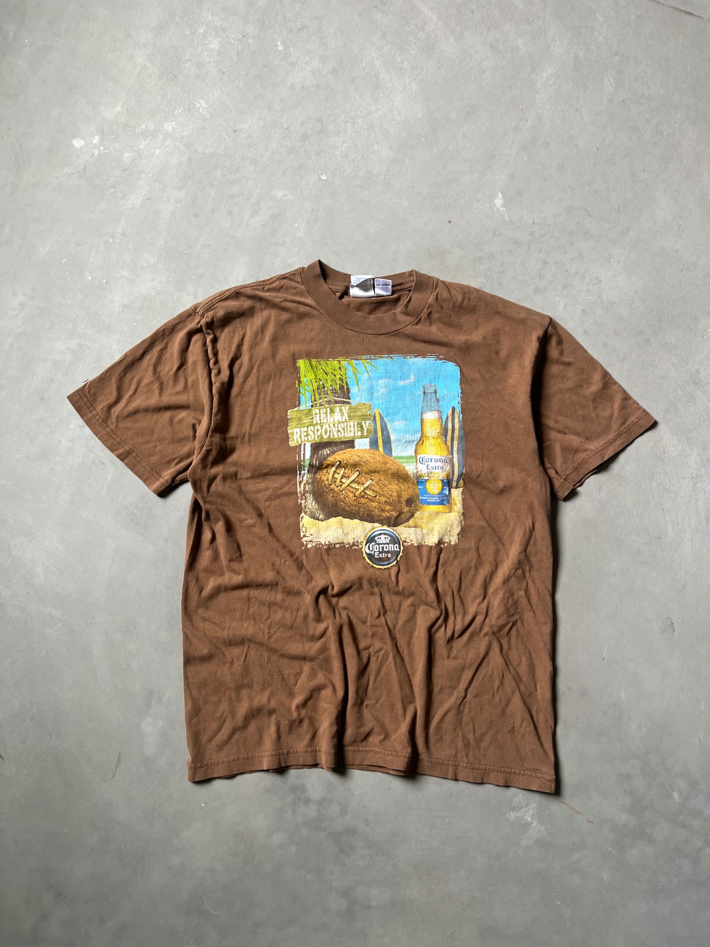 Vintage Brown Carona Beer Shirt - L
