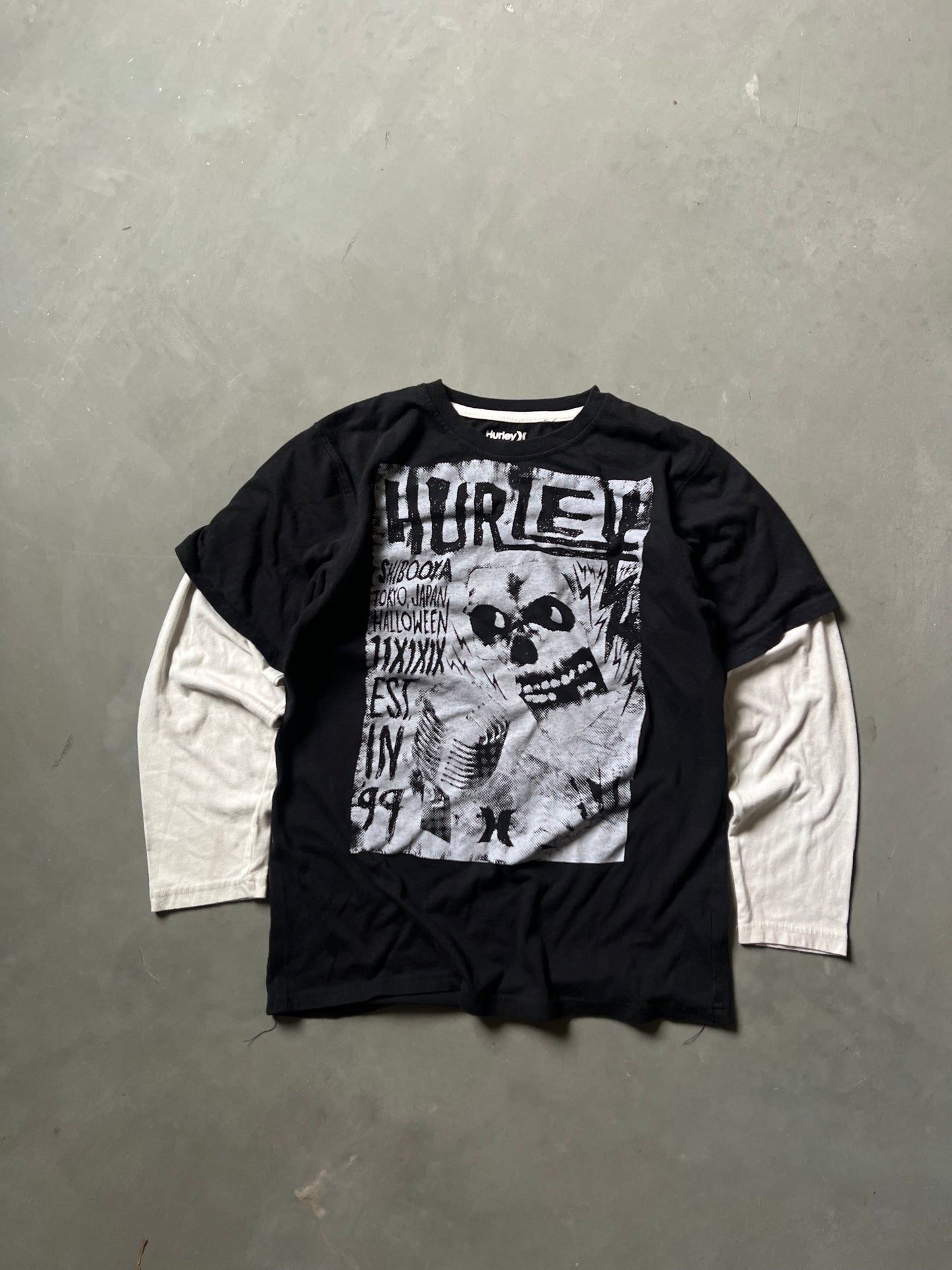 Vintage Black Hurley Skull Longsleeve - S