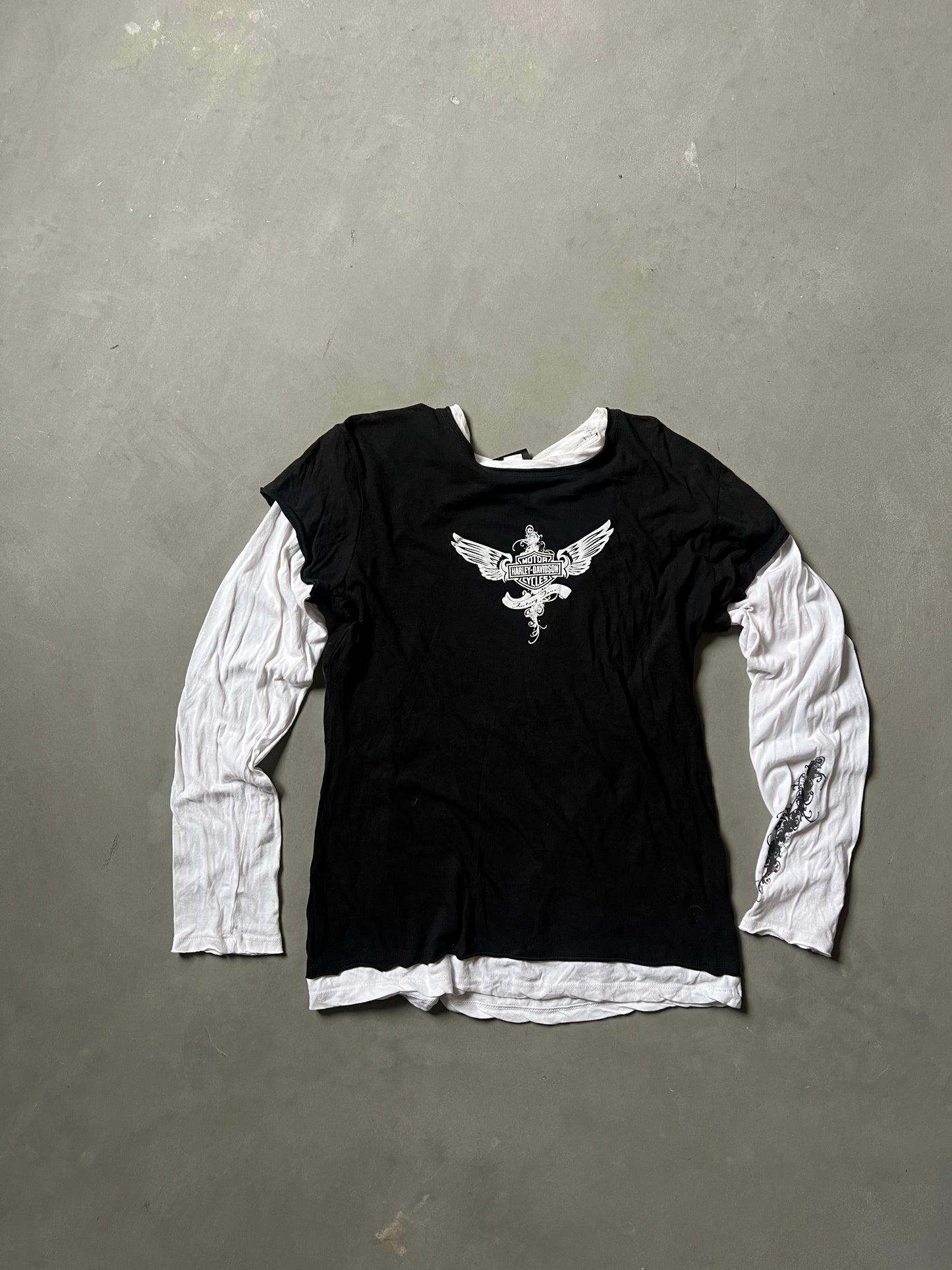 Vintage Black Harley Davidson Longsleeve Shirt - XXL