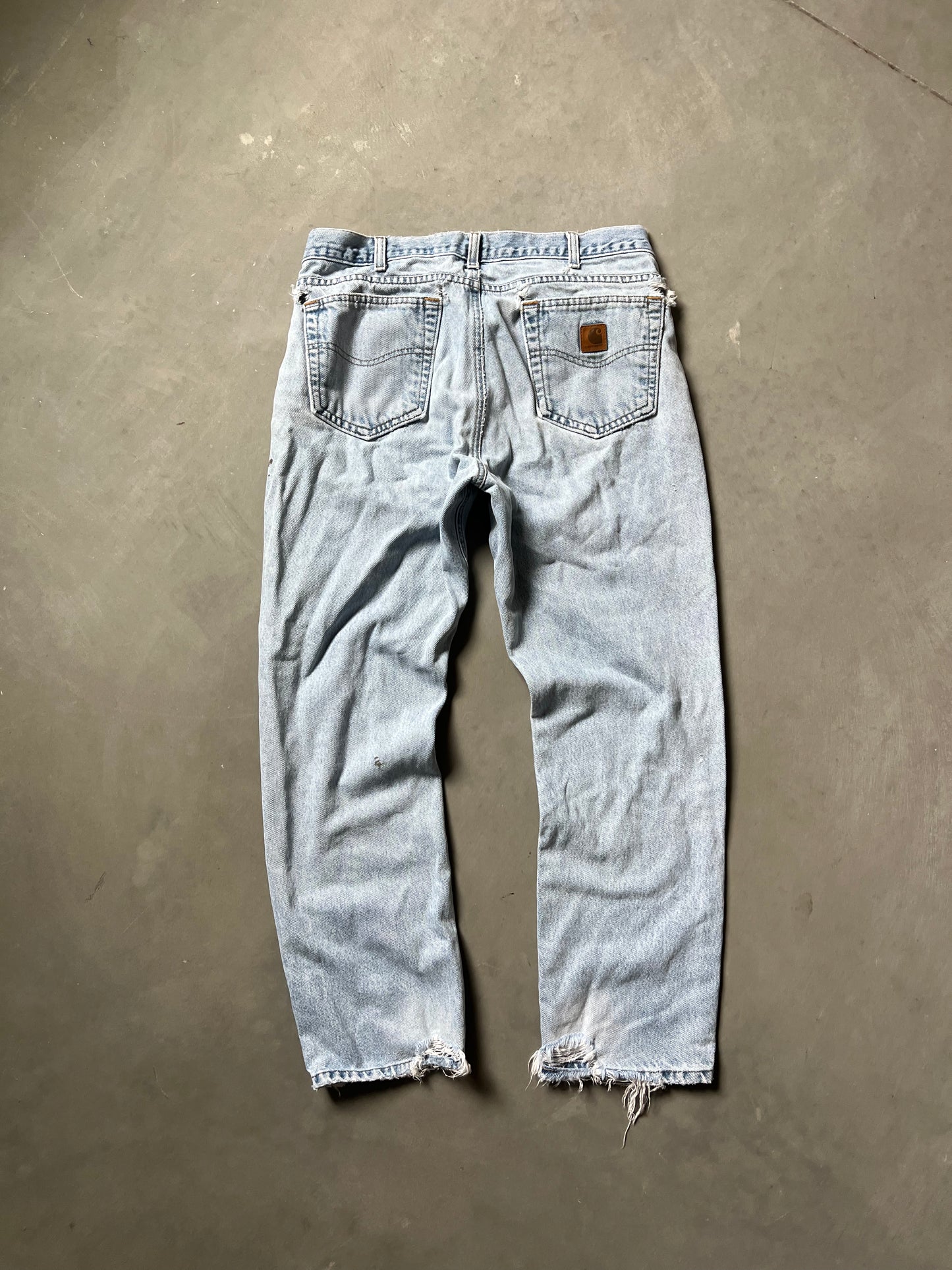 Vintage Faded Denim Blue Carhartt Pants - 34