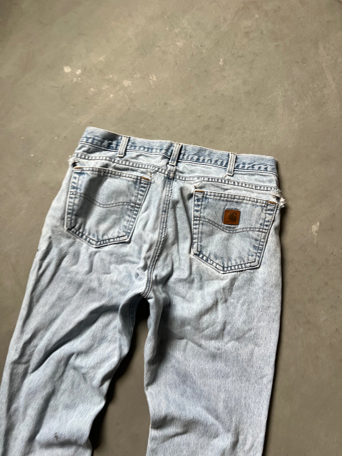 Vintage Faded Denim Blue Carhartt Pants - 34