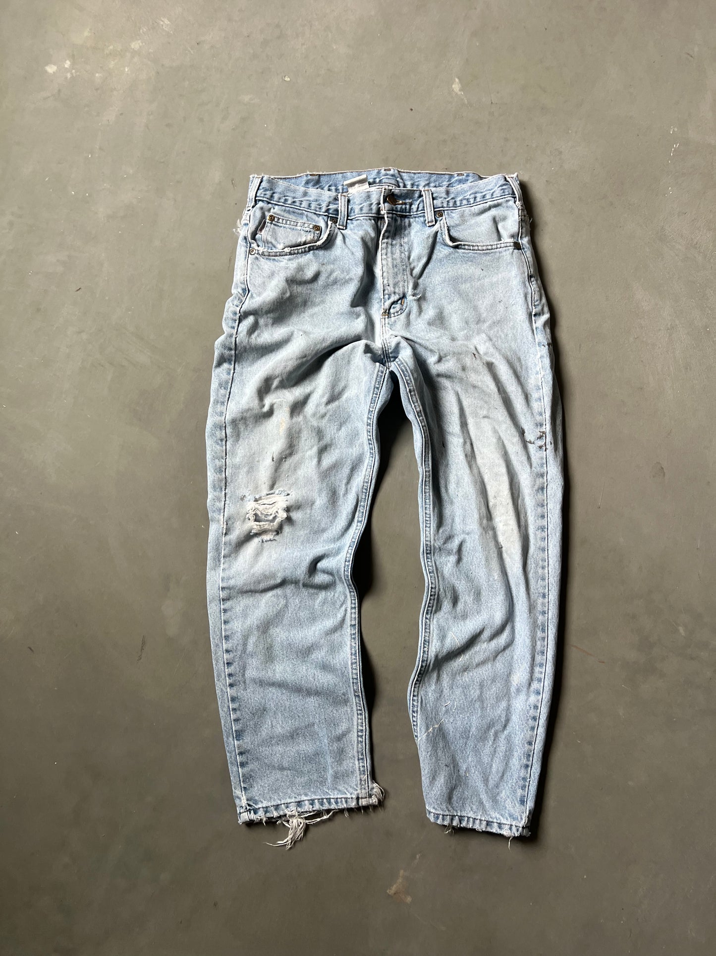 Vintage Faded Denim Blue Carhartt Pants - 34