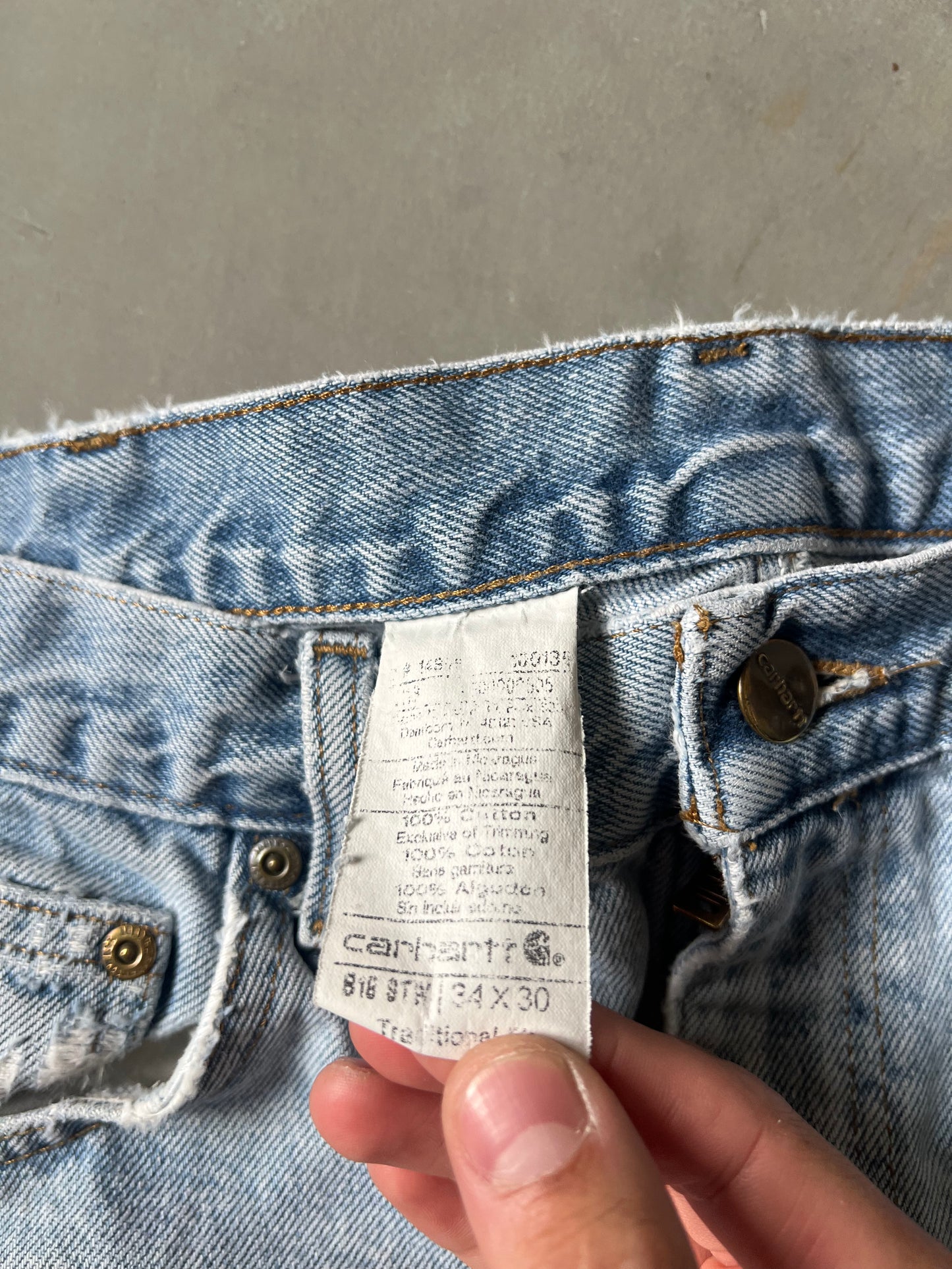 Vintage Faded Denim Blue Carhartt Pants - 34