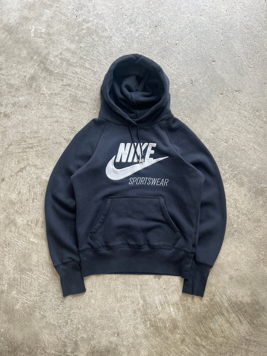 Vintage Black Nike Spellout Hoodie - S