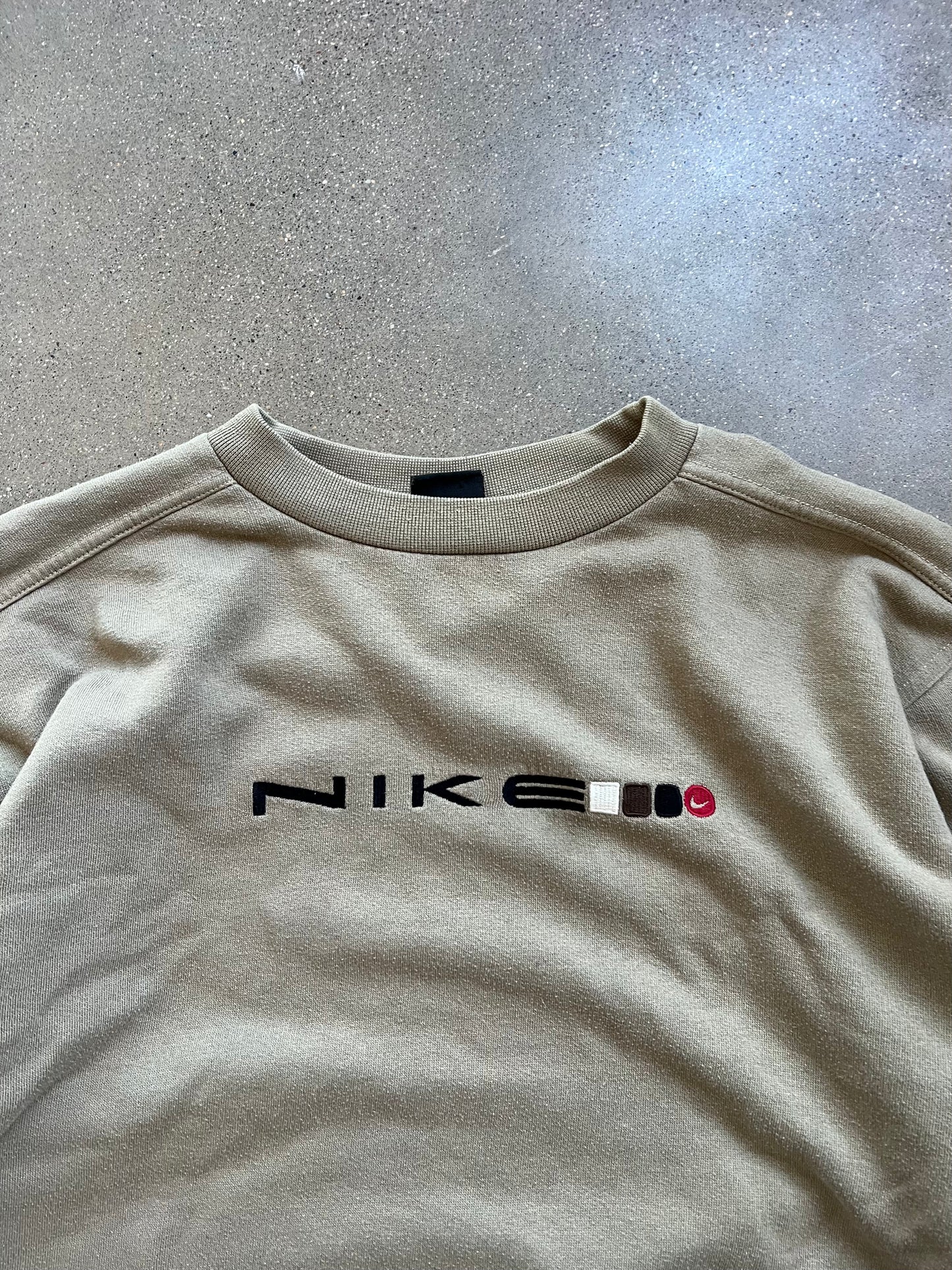 Vintage Tan Nike Spellout Crew - L