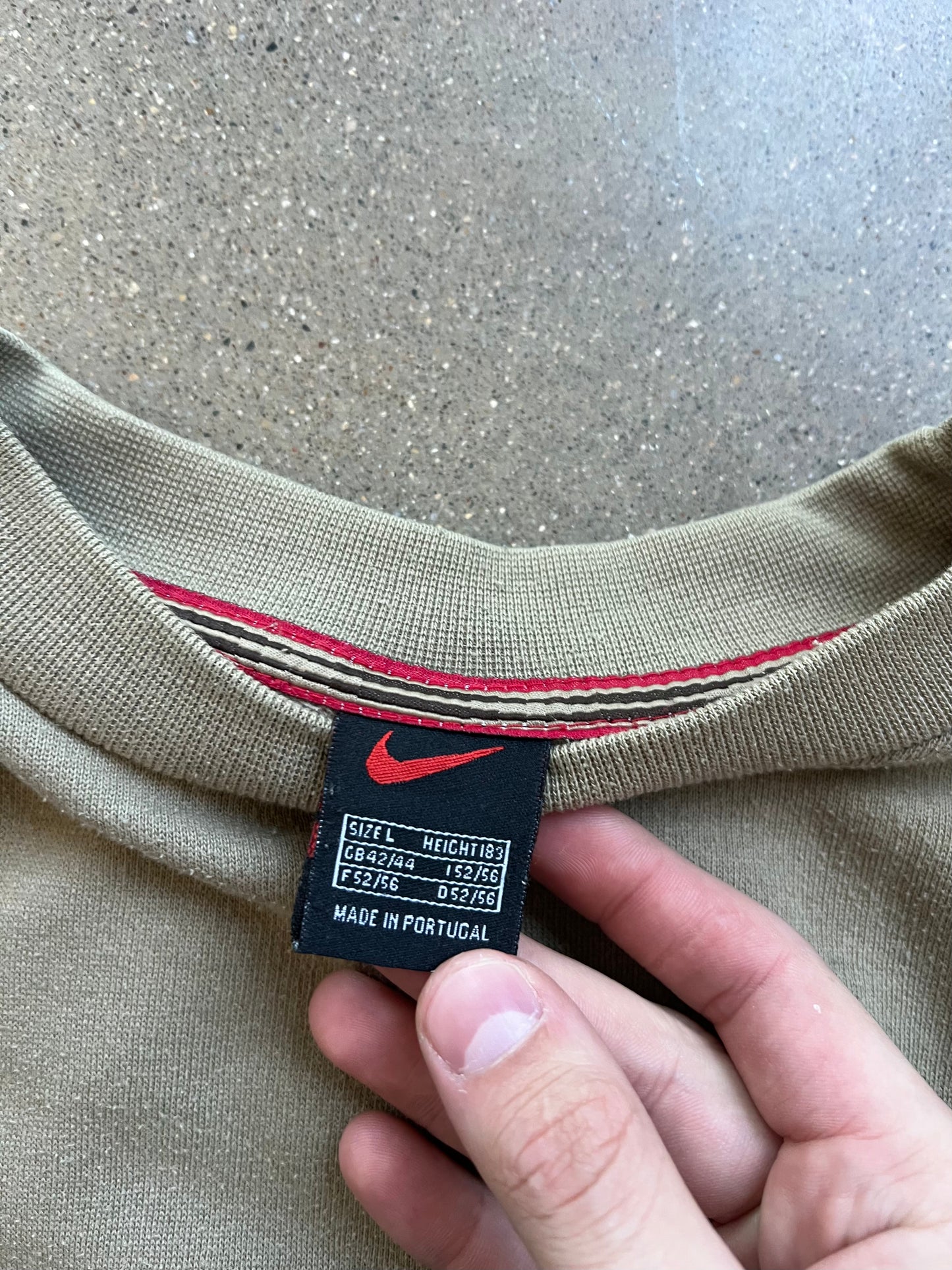 Vintage Tan Nike Spellout Crew - L