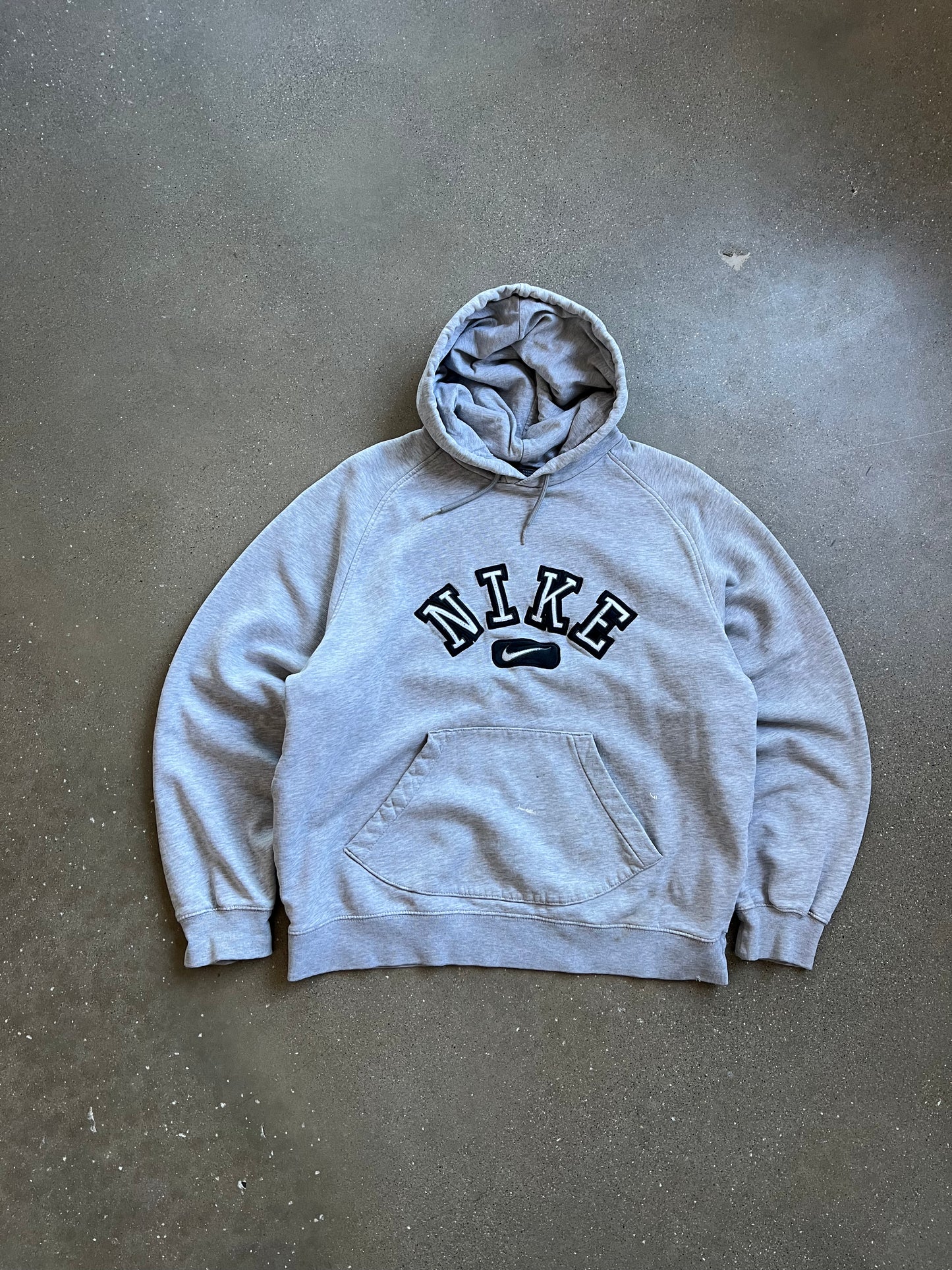 Vintage Grey Nike Spellout Hoodie - L