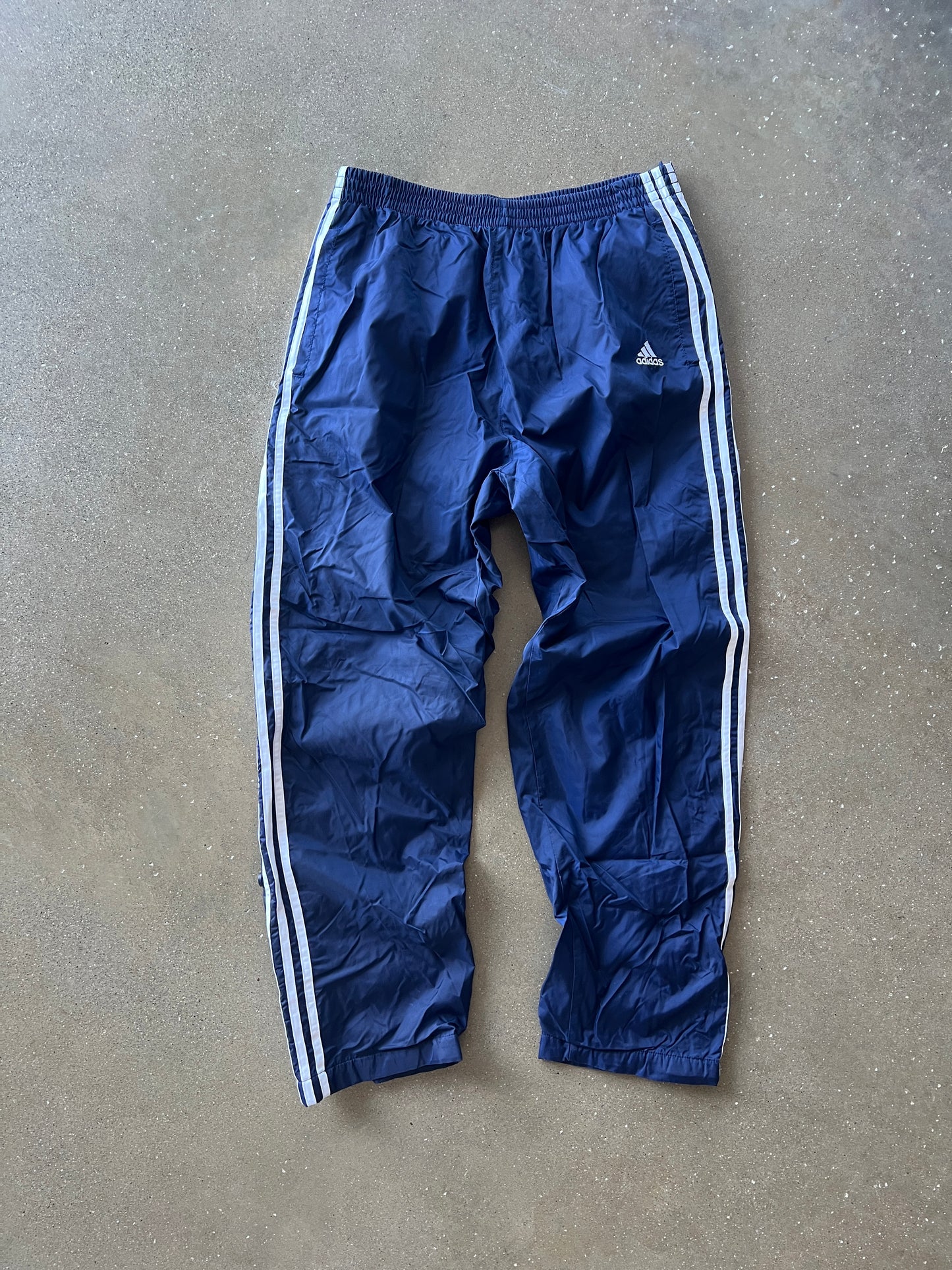 Vintage Navy Blue Adidas Stripped Track Pants - L