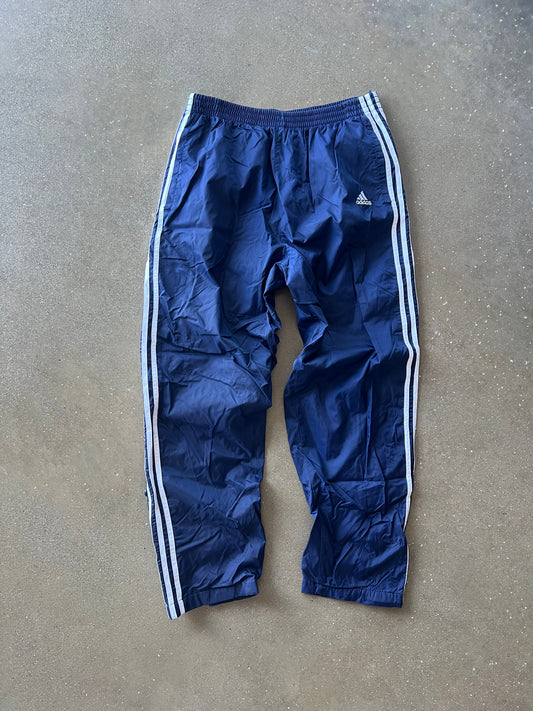 Vintage Navy Blue Adidas Stripped Track Pants - L