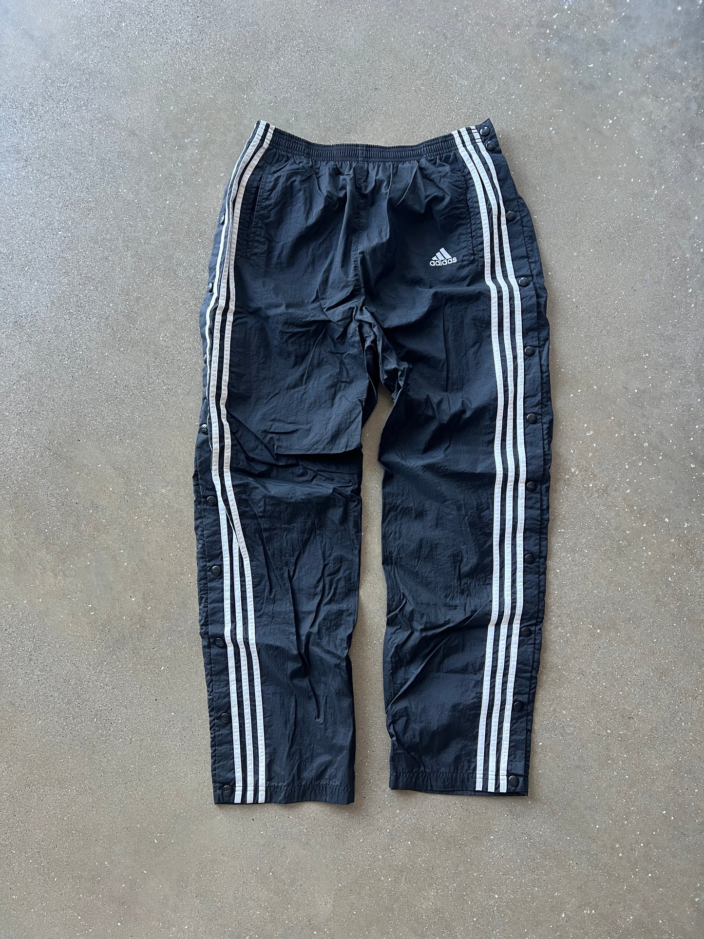 Vintage Black Adidas Stripped Track Pants - L