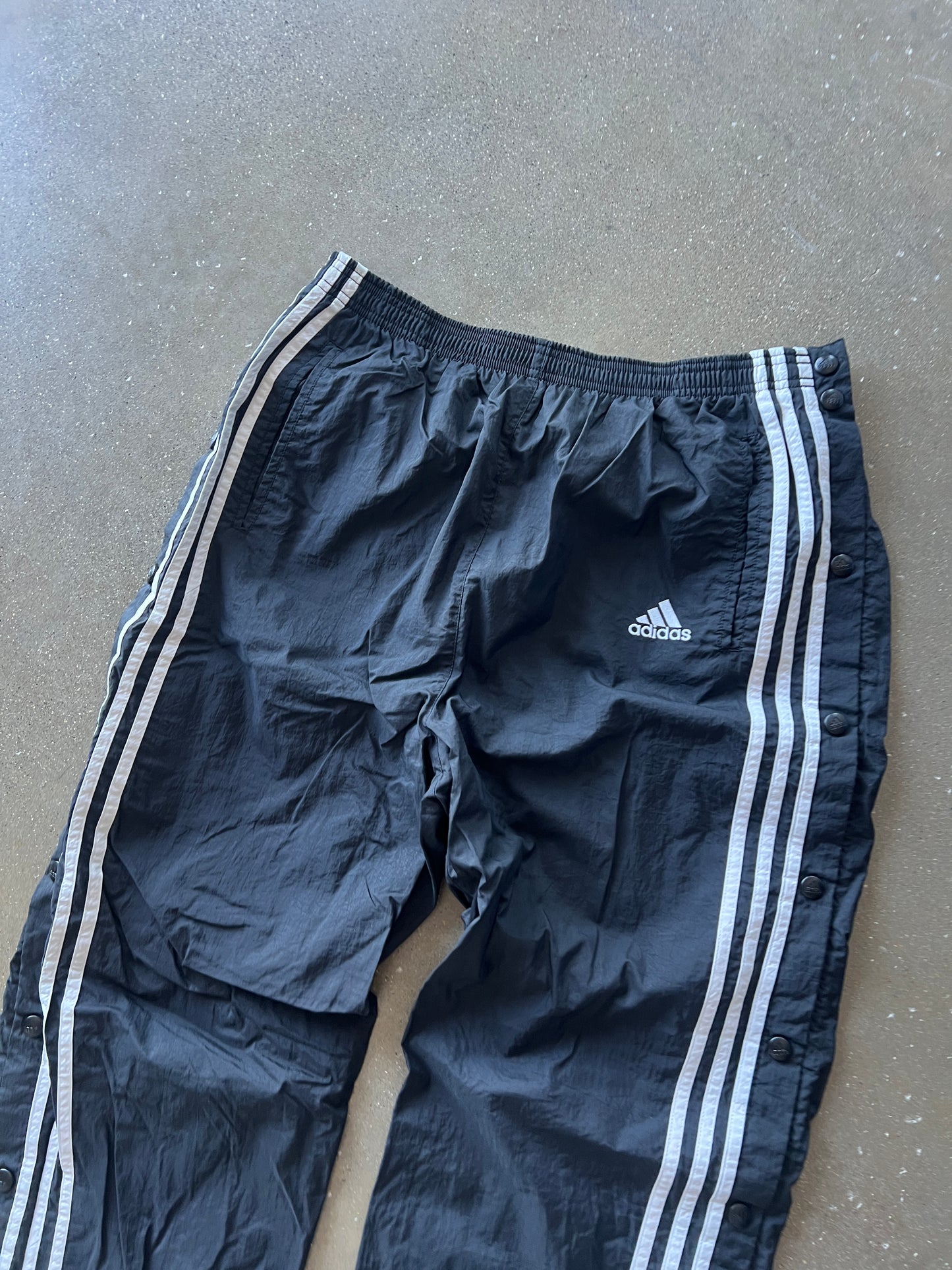 Vintage Black Adidas Stripped Track Pants - L