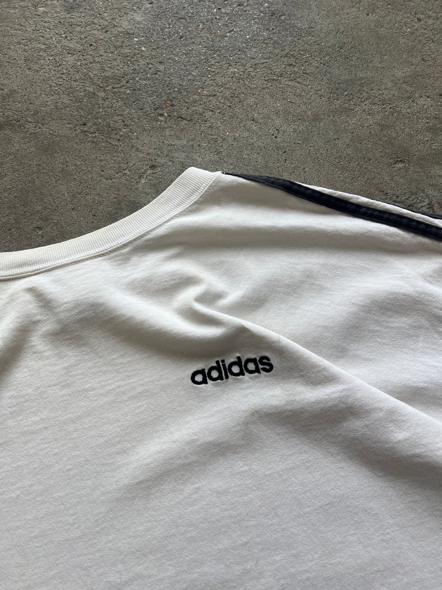 Vintage White Adidas Spellout Shirt - XXL