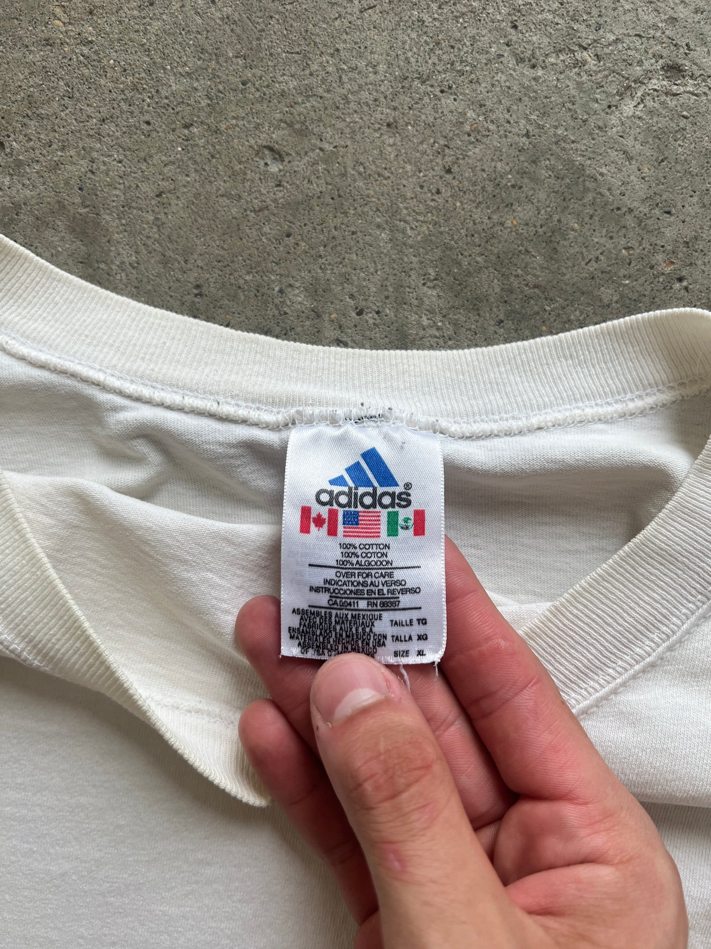 Vintage White Adidas Spellout Shirt - XXL