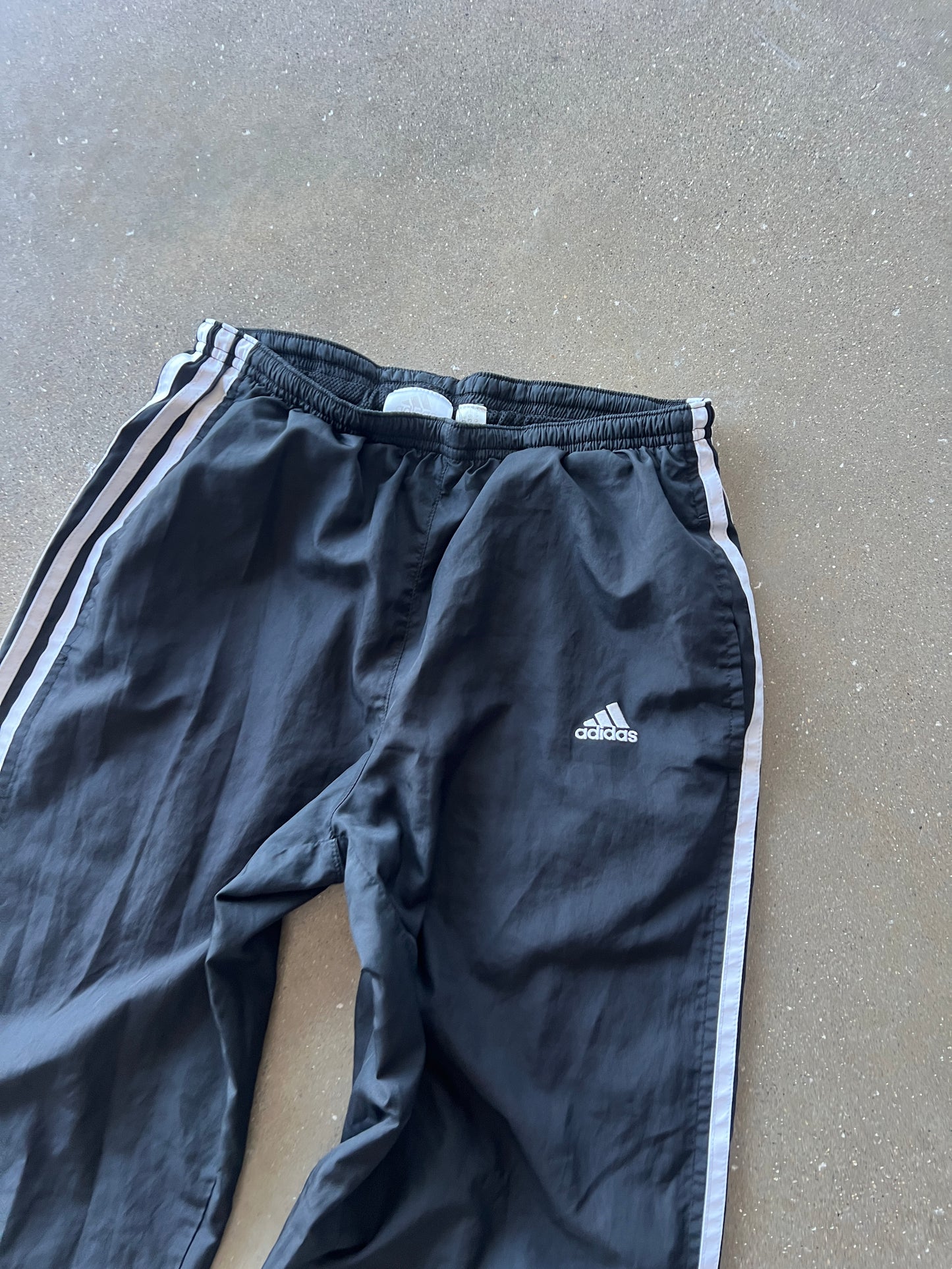 Vintage Black Adidas Stripped Track Pants - S