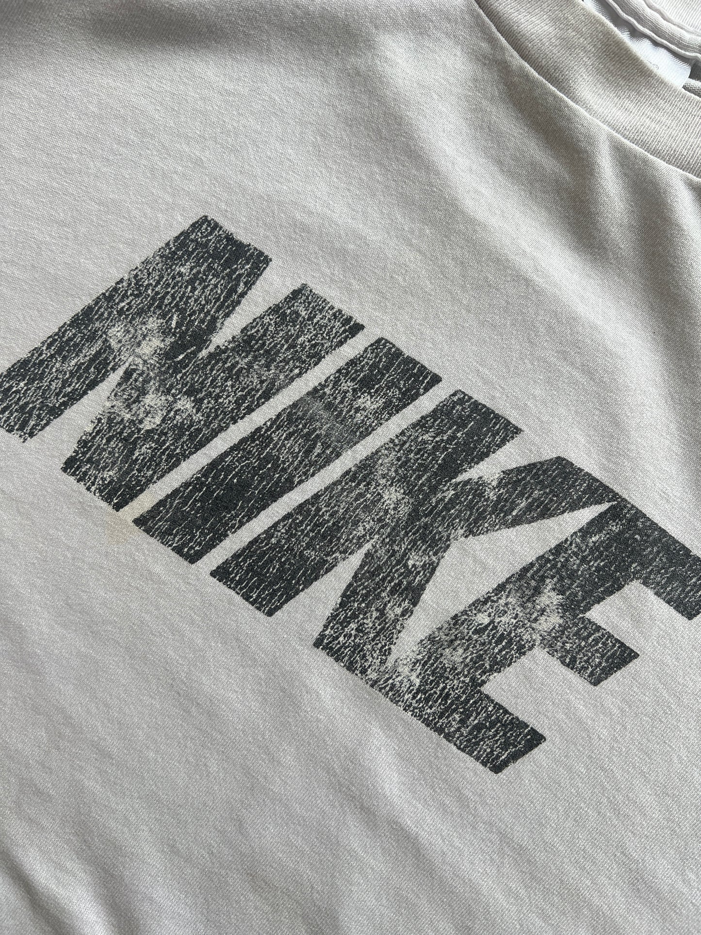 Vintage White Nike Spellout Shirt - XL