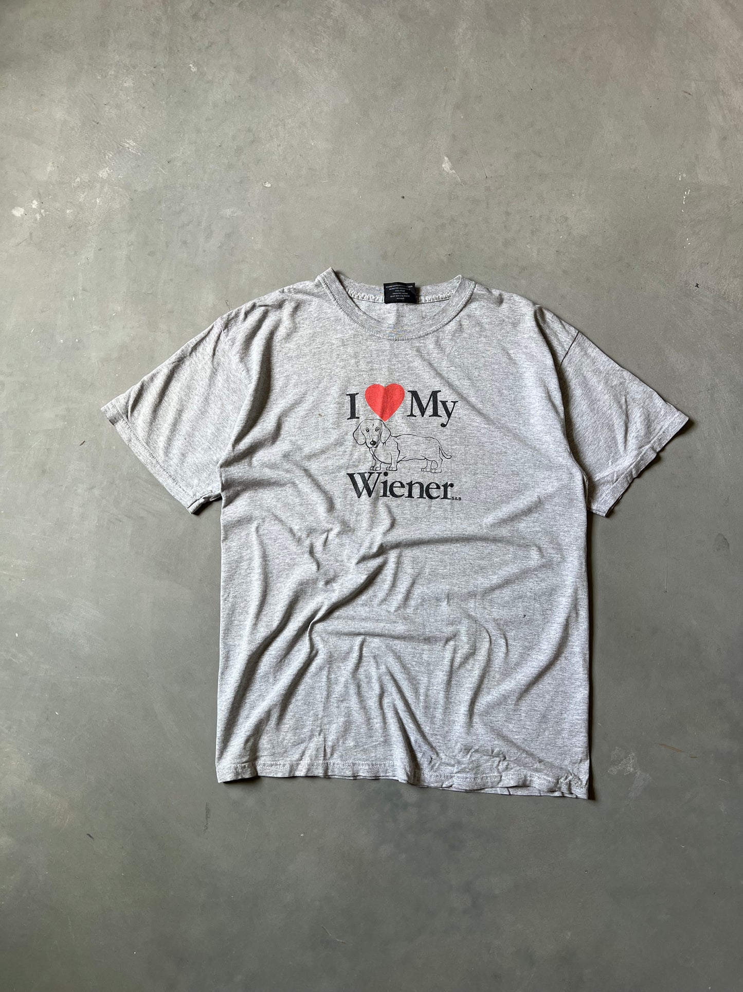 Grey I Love My Weiner Dog Shirt - L