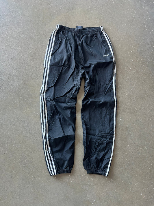 Vintage Black Adidas Stripped Track Pants - L
