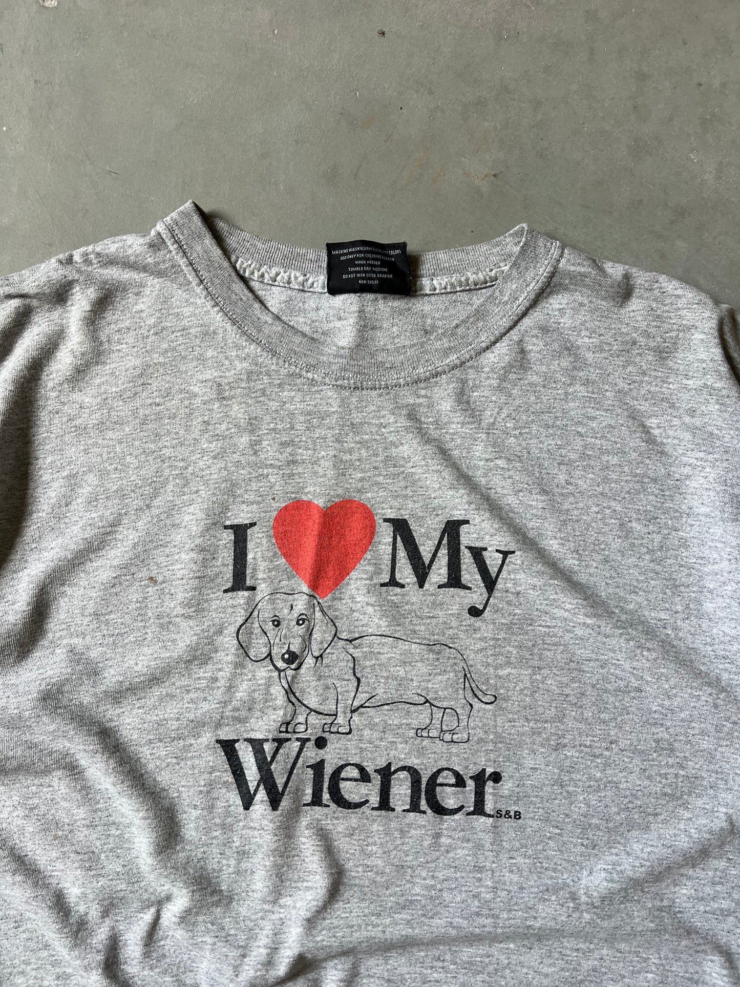 Grey I Love My Weiner Dog Shirt - L