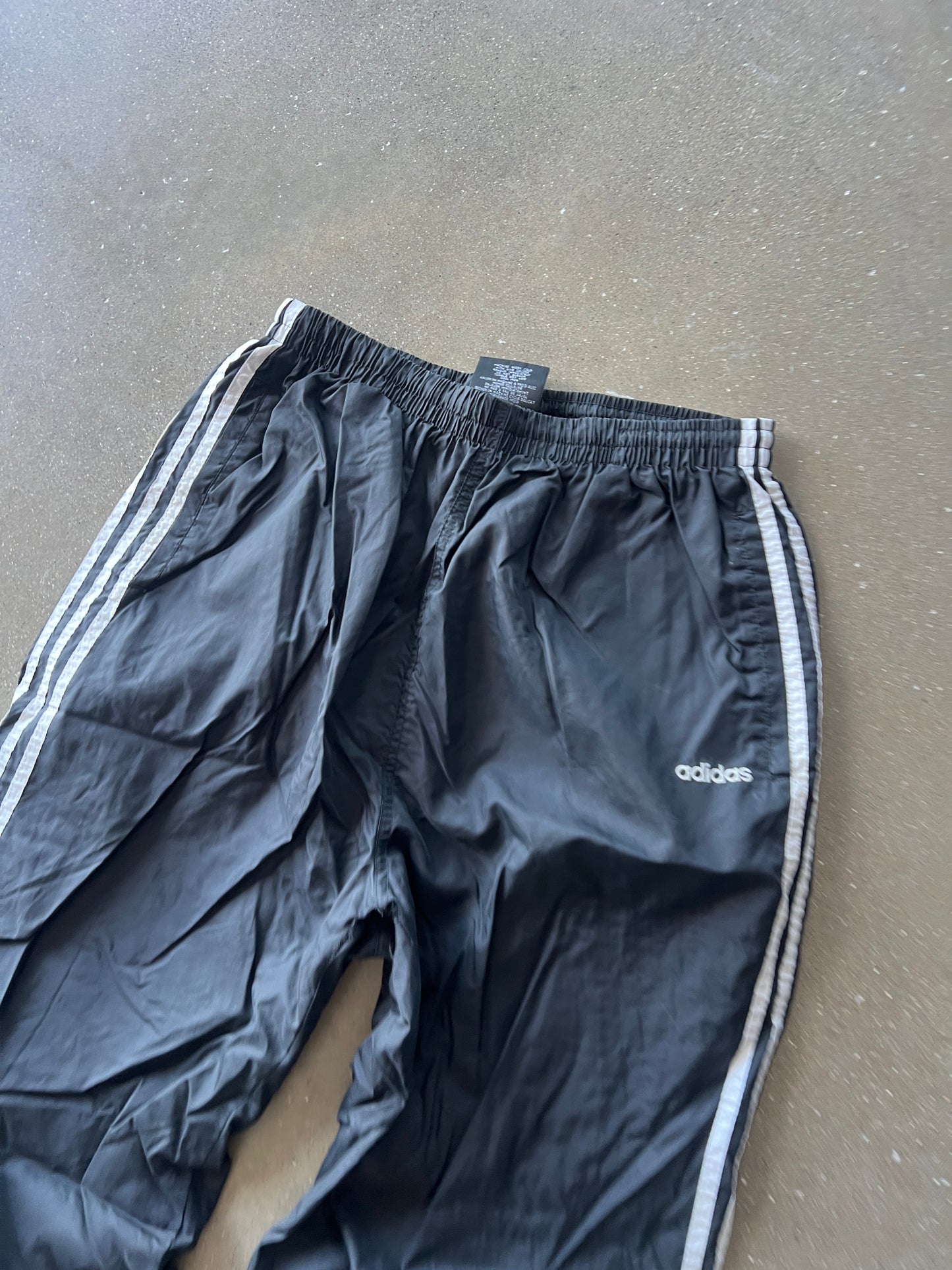 Vintage Black Adidas Stripped Track Pants - L