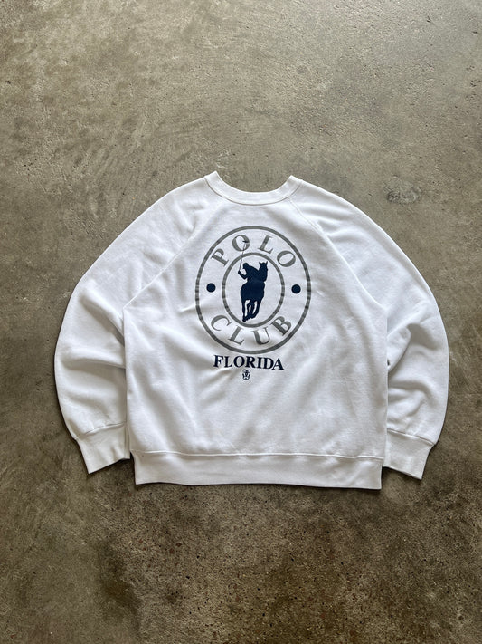 Vintage White Polo Club Crew - L