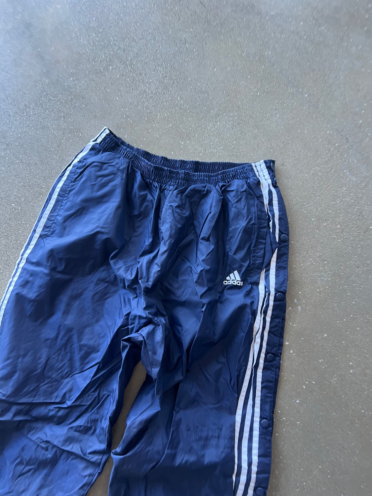 Vintage Navy Adidas Stripped Track Pants - L