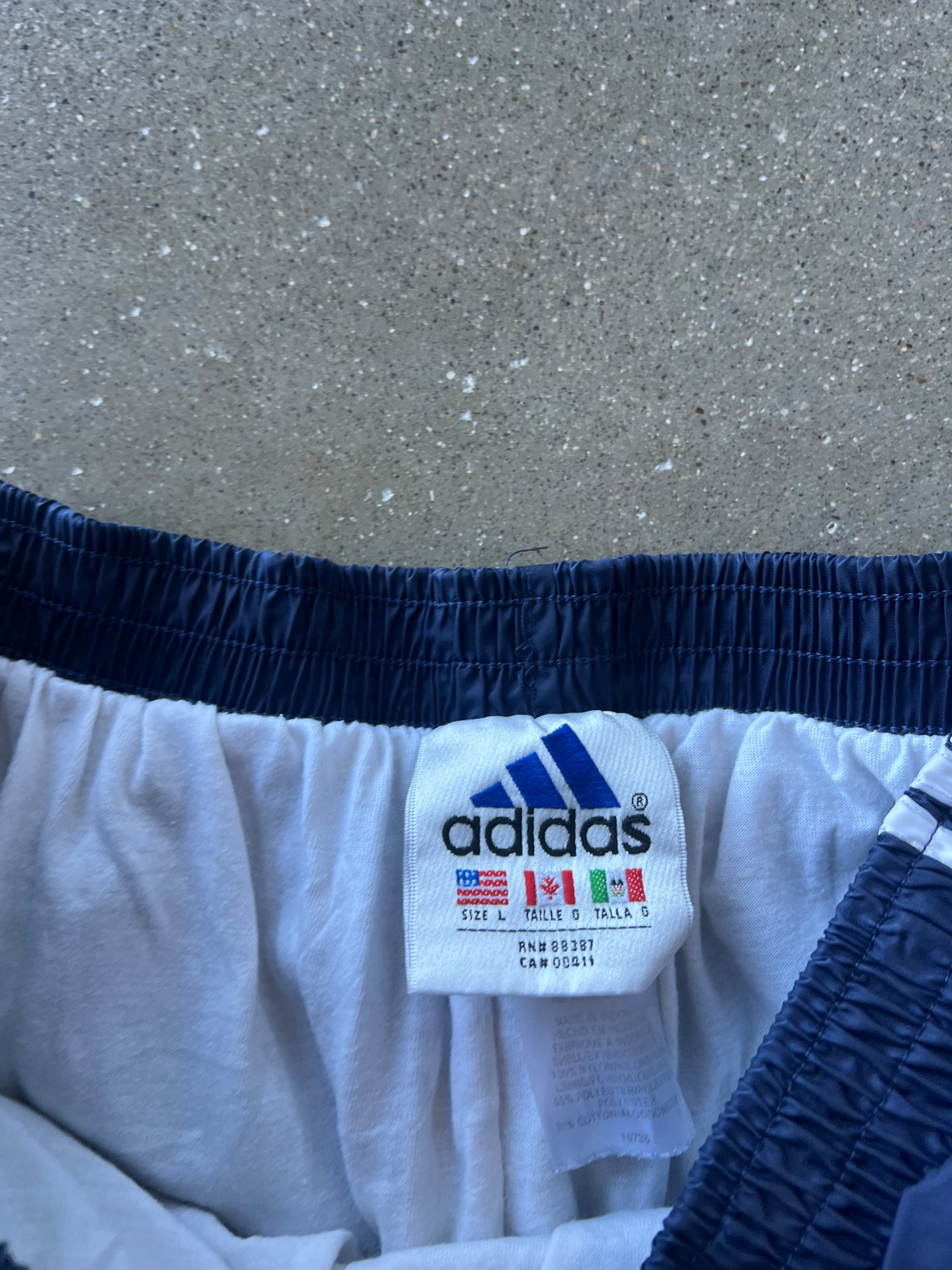 Vintage Navy Adidas Stripped Track Pants - L
