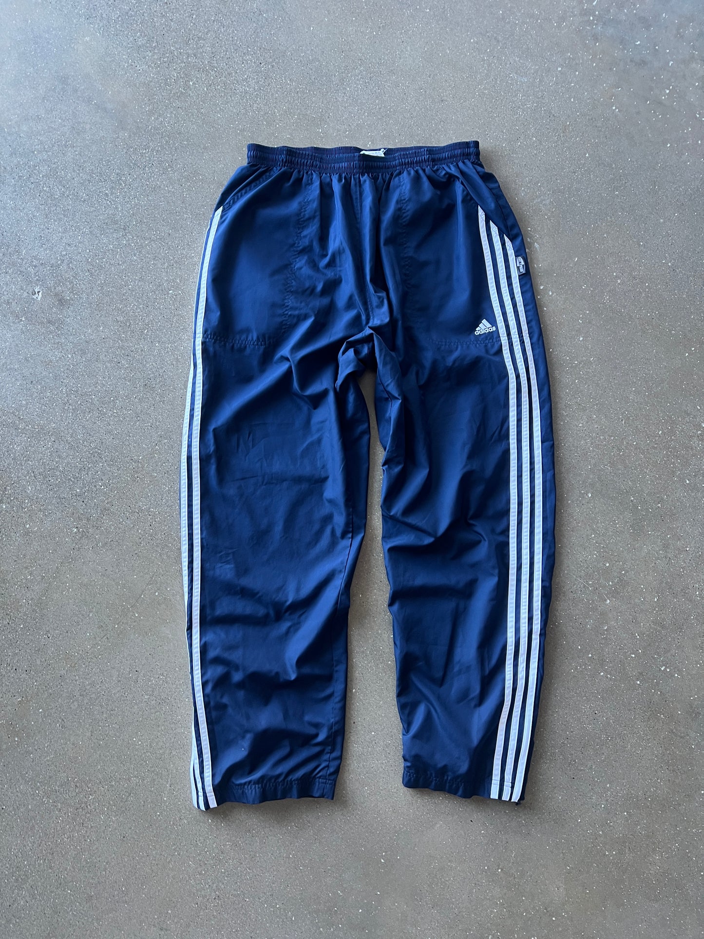 Vintage Navy Blue Adidas Stripped Track Pants - L