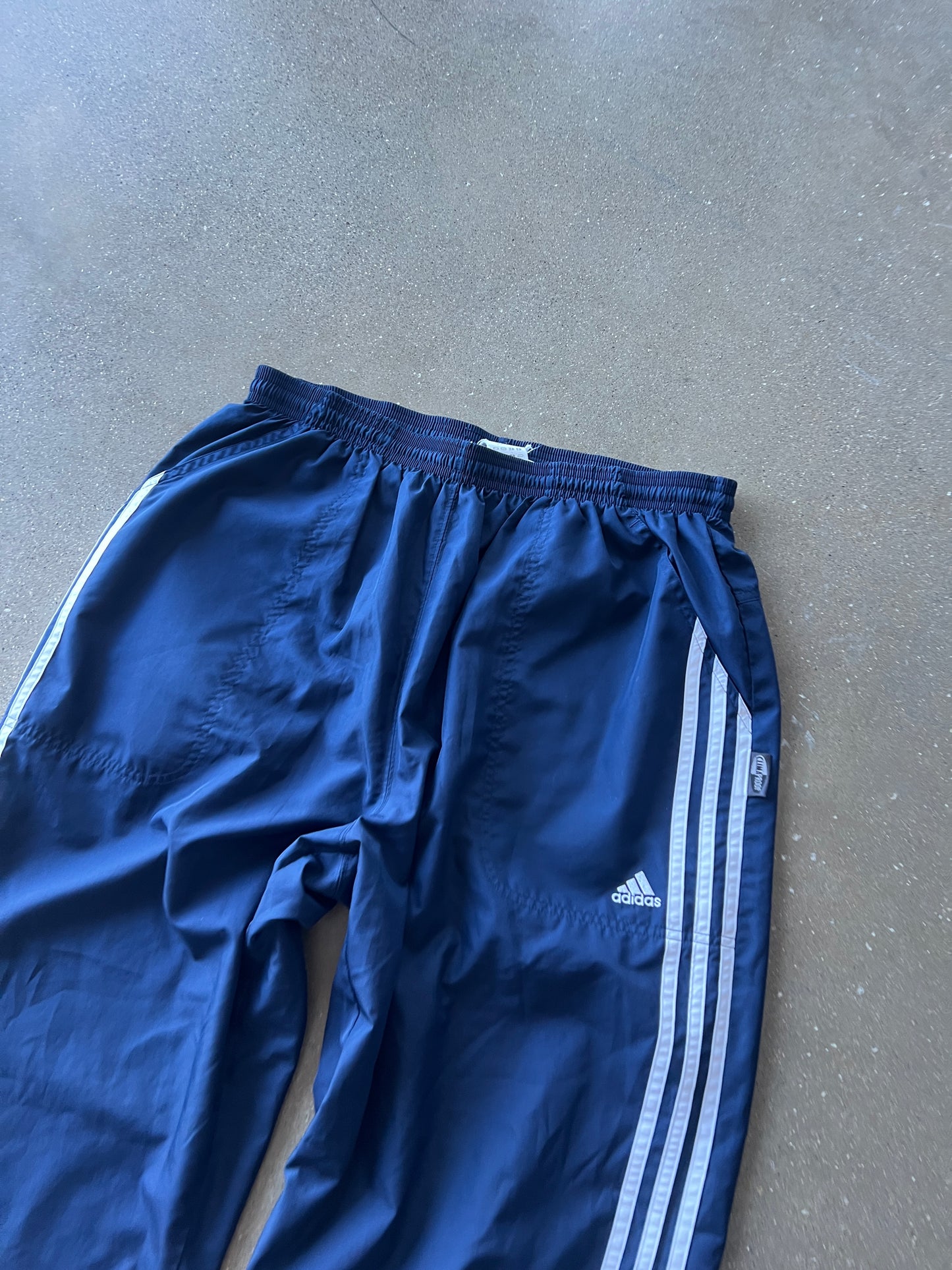 Vintage Navy Blue Adidas Stripped Track Pants - L