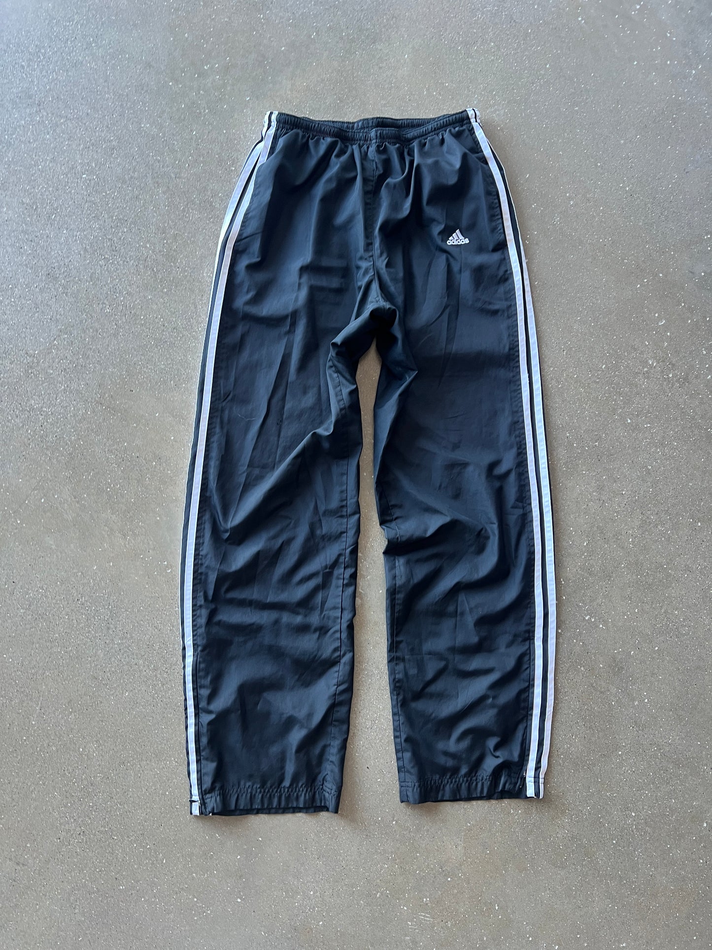 Vintage Black Adidas Stripped Track Pants - M