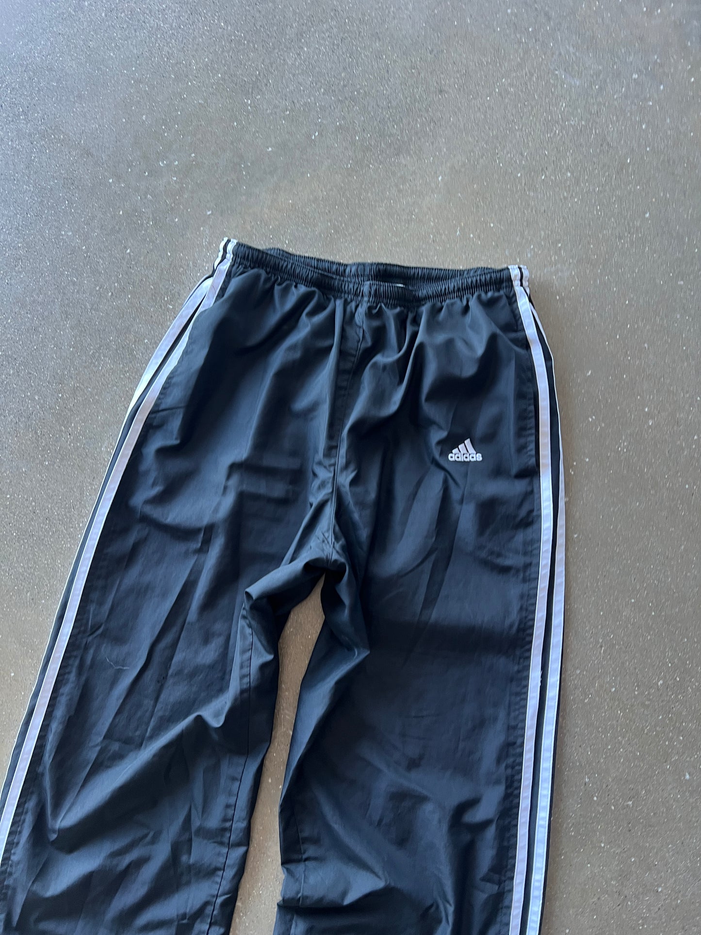 Vintage Black Adidas Stripped Track Pants - M
