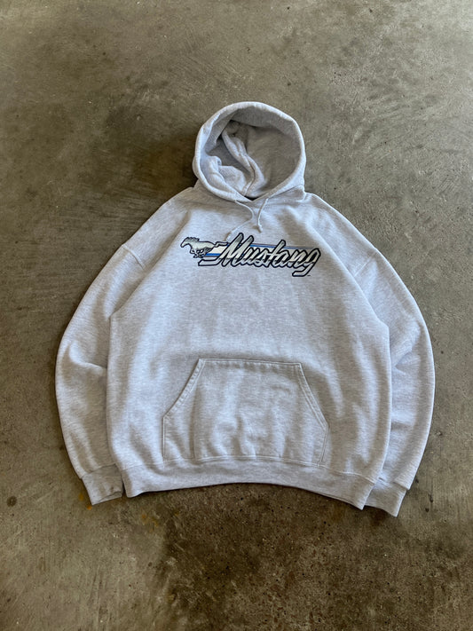 Vintage Mustang Spellout Hoodie - XL