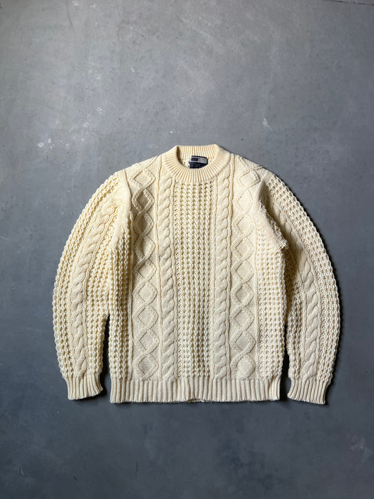 Vintage Cream Cabel Knit Sweater - L