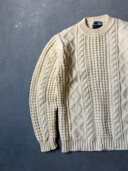 Vintage Cream Cabel Knit Sweater - L