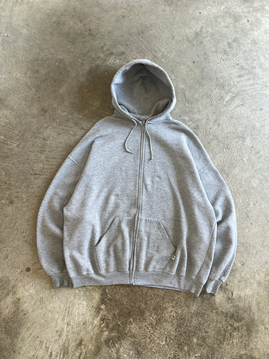 Vintage Grey Russell Zip Up Hoodie - XXL