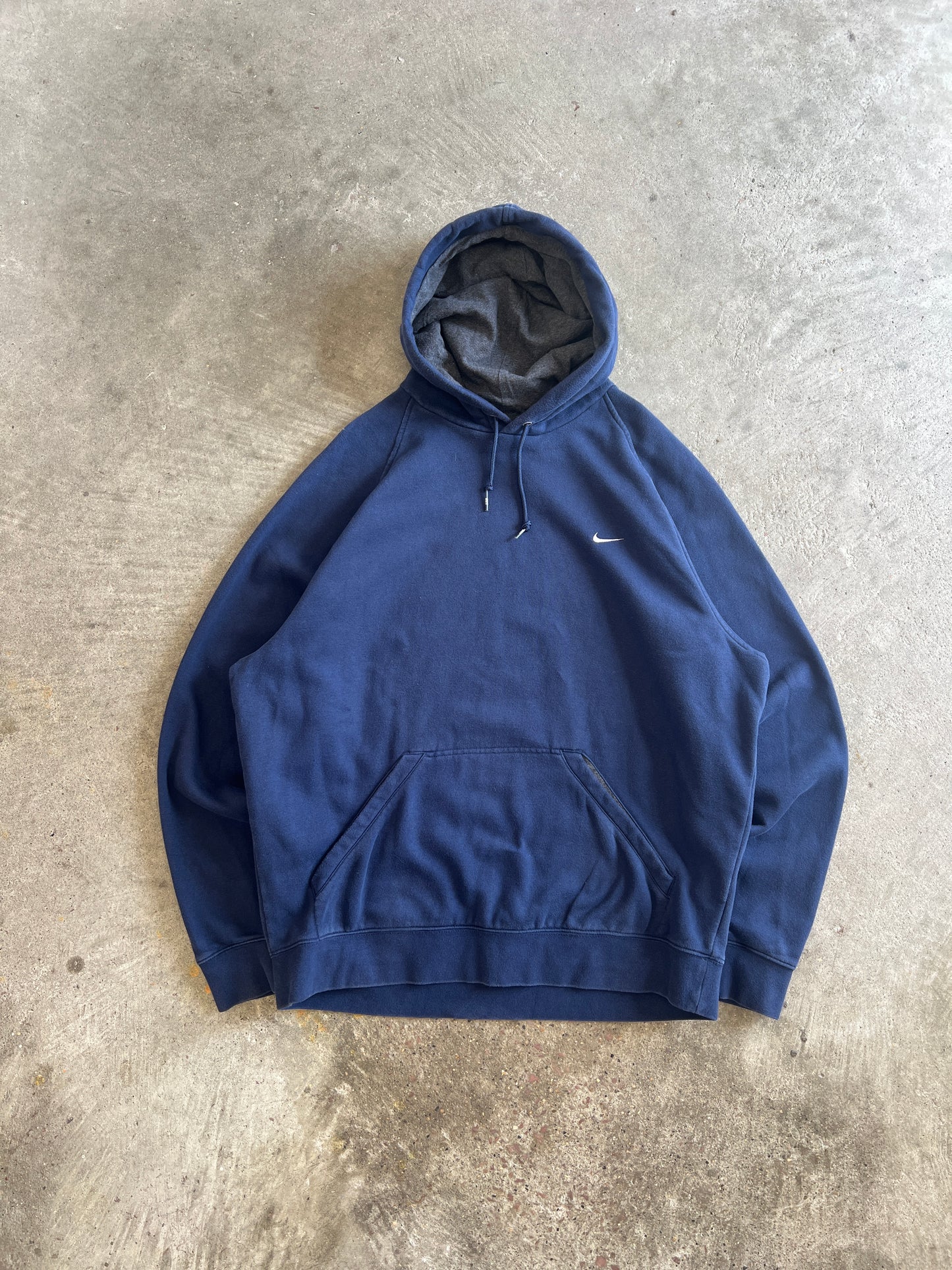 Vintage Navy Nike Swoosh Hoodie - XL