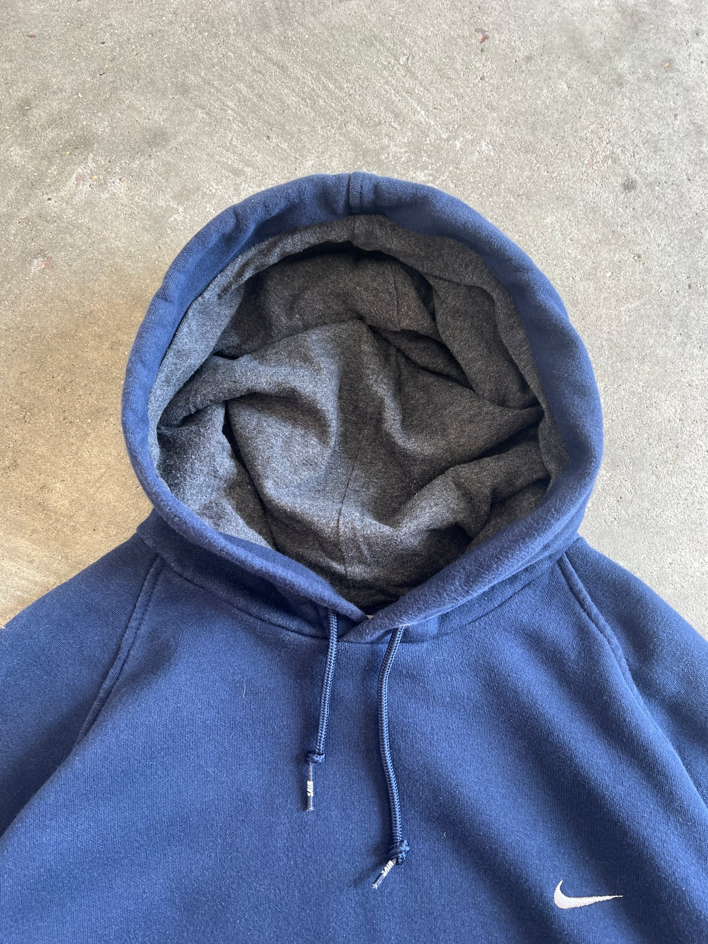 Vintage Navy Nike Swoosh Hoodie - XL