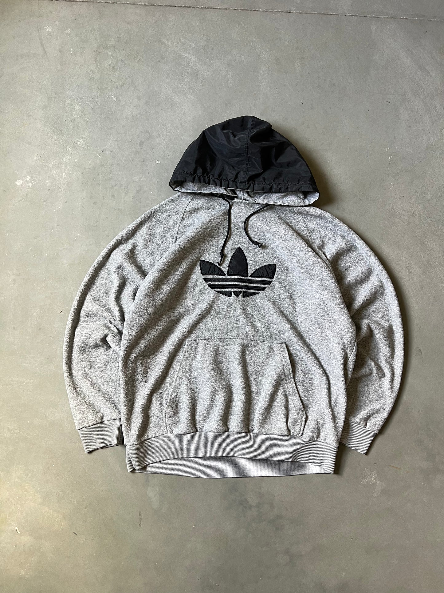 Grey Adidas Fleece Logo Hoodie - L