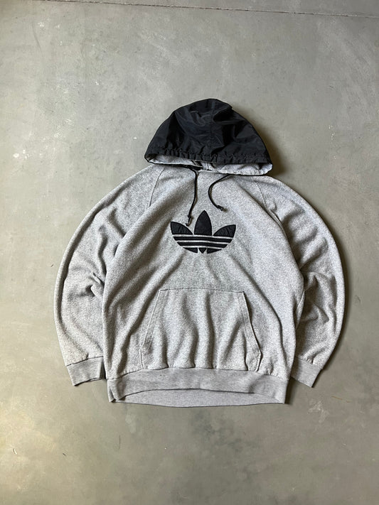 Grey Adidas Fleece Logo Hoodie - L
