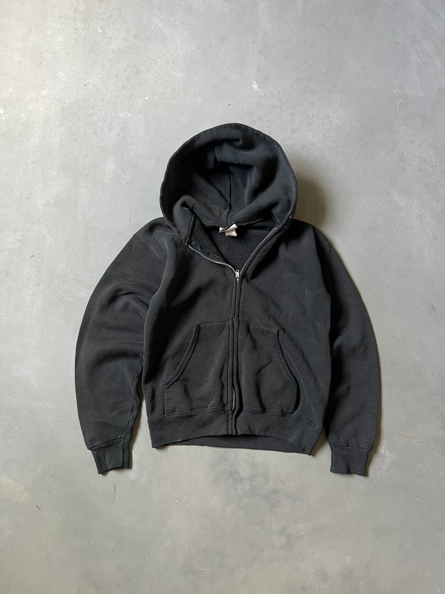 Vintage Faded Black Zip Up Hoodie - XS