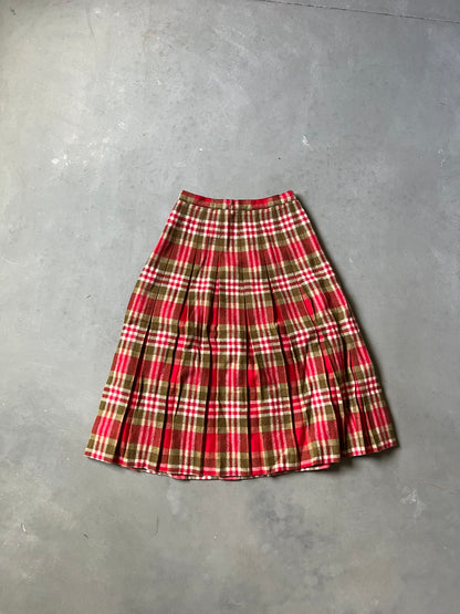Vintage Plaid Pleated 60s Mini Skirt - 10