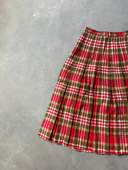 Vintage Plaid Pleated 60s Mini Skirt - 10
