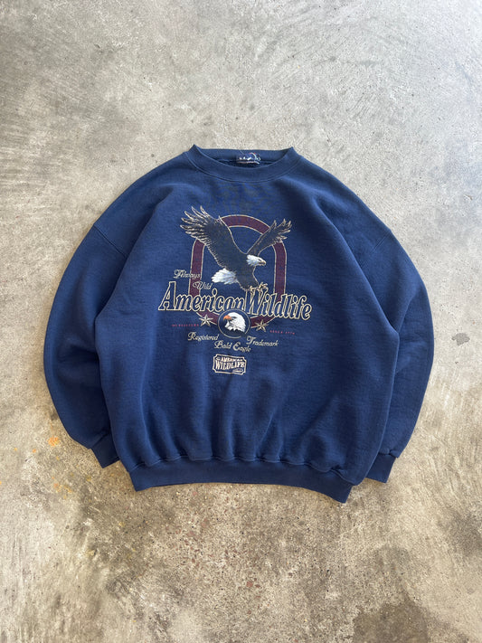 Vintage Blue American Wildlife Crew - XL