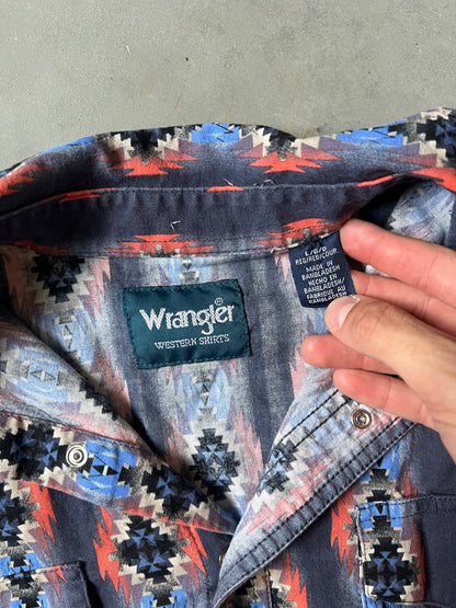 Vintage Aztec Wrangler Perl Snap Button Up - L