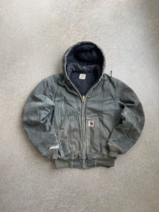 Vintage Moss Green Carhartt Hooded Jacket - M