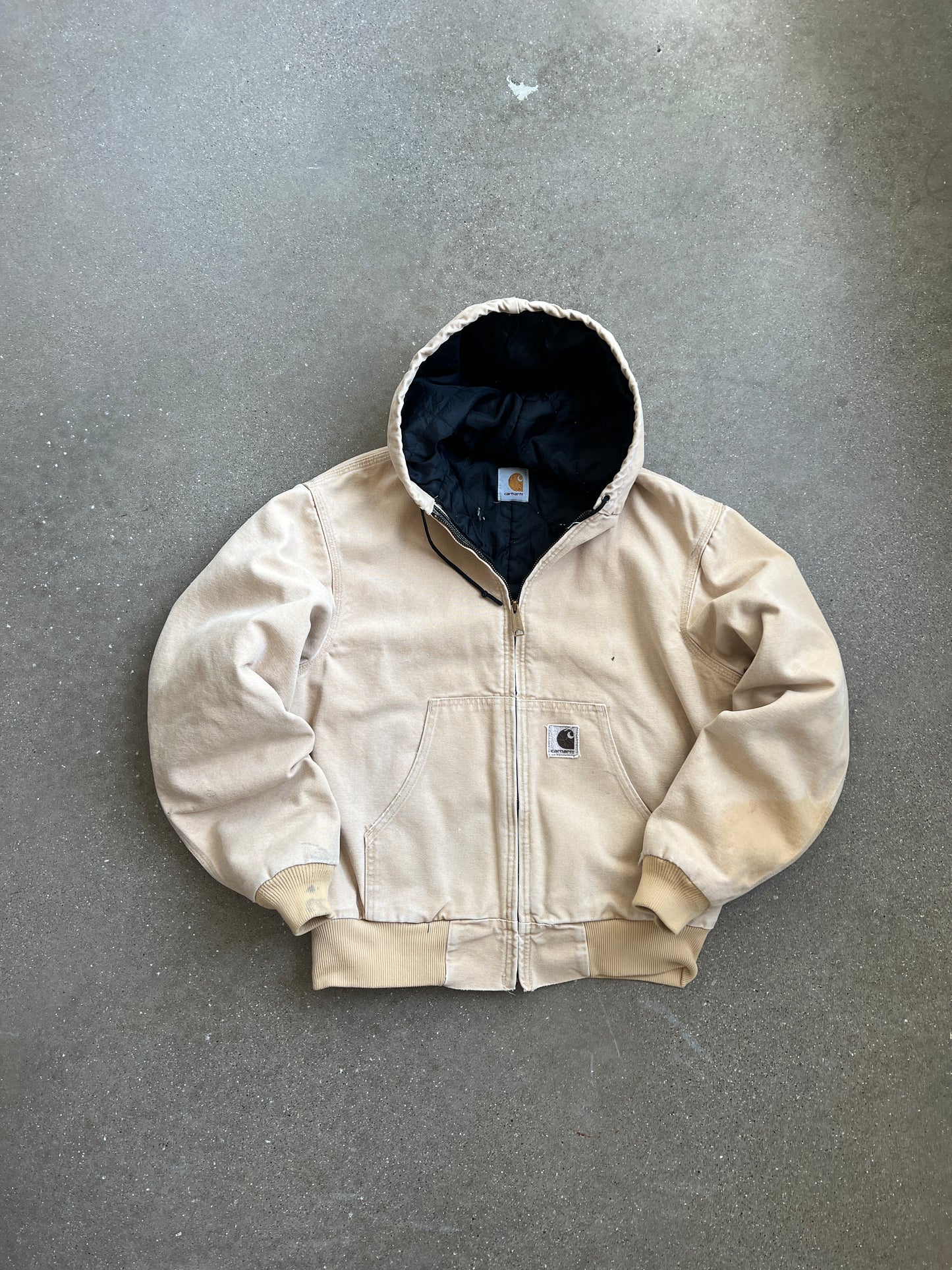 Vintage Cream Carhartt Hooded Jacket - S