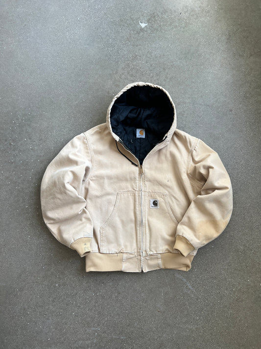 Vintage Cream Carhartt Hooded Jacket - S