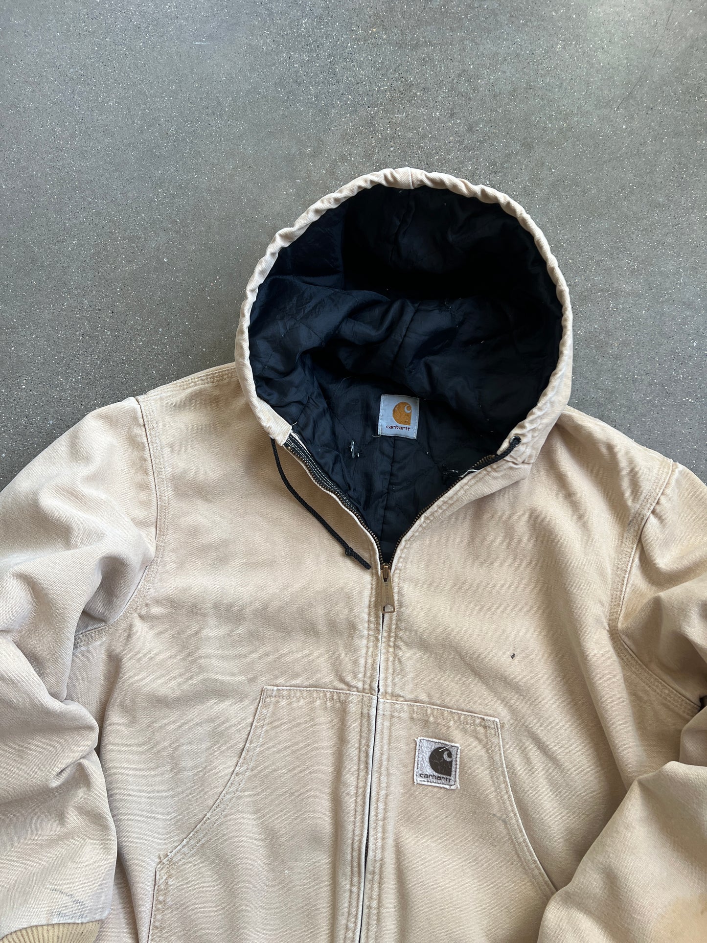 Vintage Cream Carhartt Hooded Jacket - S