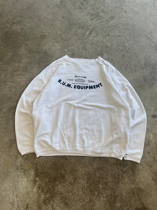 Vintage White Bum Equipment Crew - XL