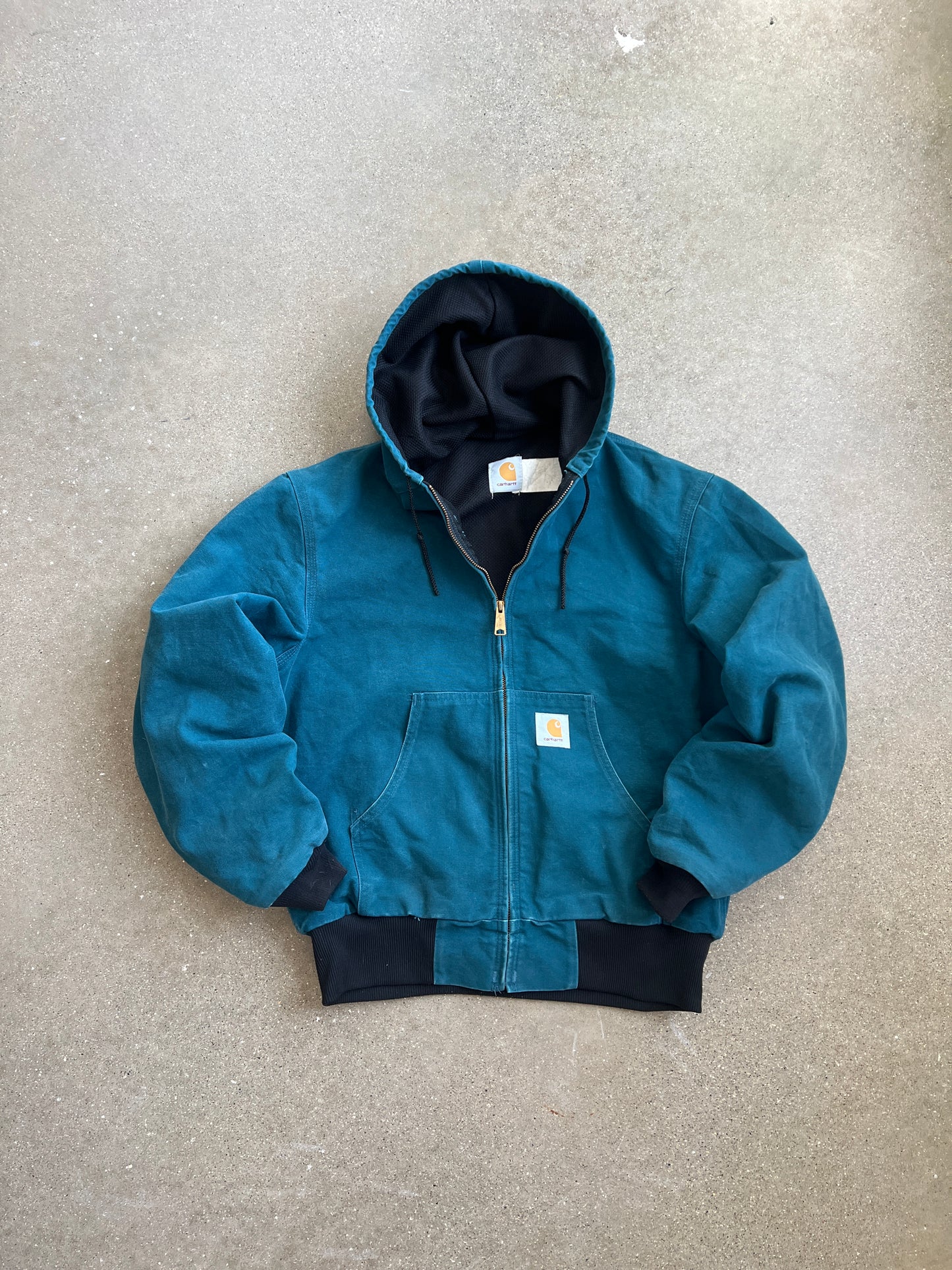 Vintage Teal Blue Carhartt Hooded Jacket - L