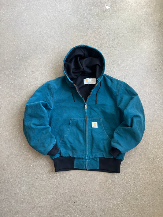 Vintage Teal Blue Carhartt Hooded Jacket - L